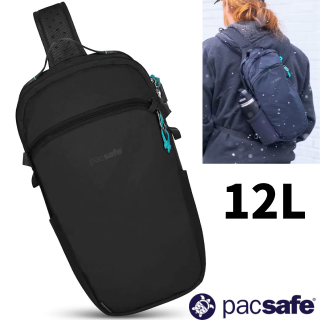 【澳洲 Pacsafe】Eco Anti-Theft 防盜斜背包12L.單肩胸包.RFID護照包/41103138 黑✿30E010